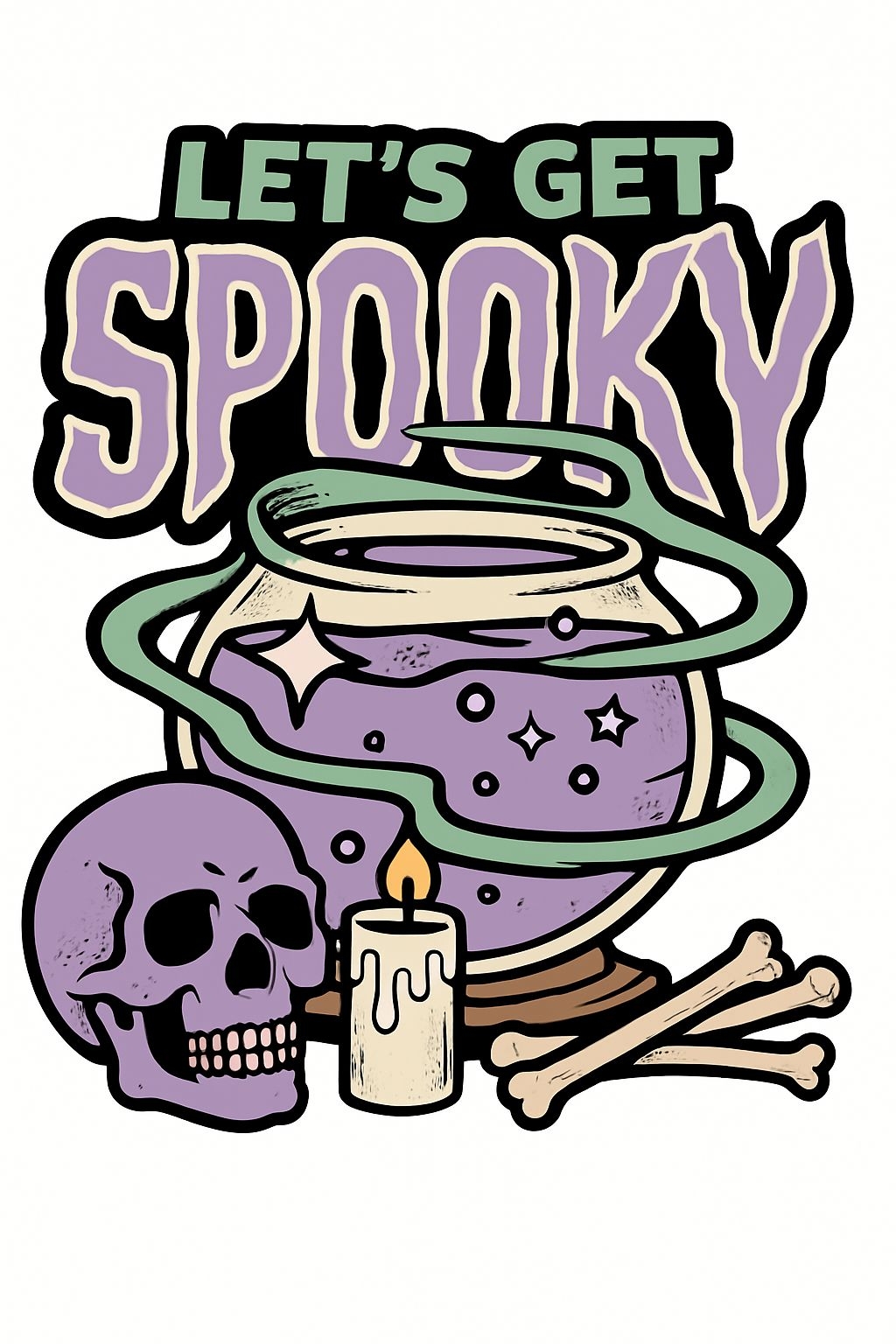 Let's Get Spooky Cartoon Halloween T-Shirt