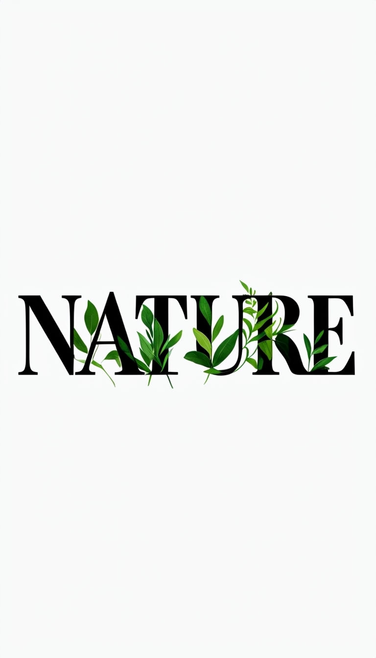 Nature Typography with Green Foliage Art Mobile Wallpaper