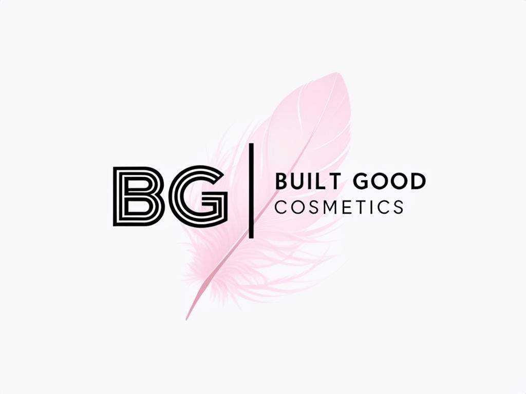 Minimalist Light Pink Feather Logo Design for Cosmetics Brand Logo
