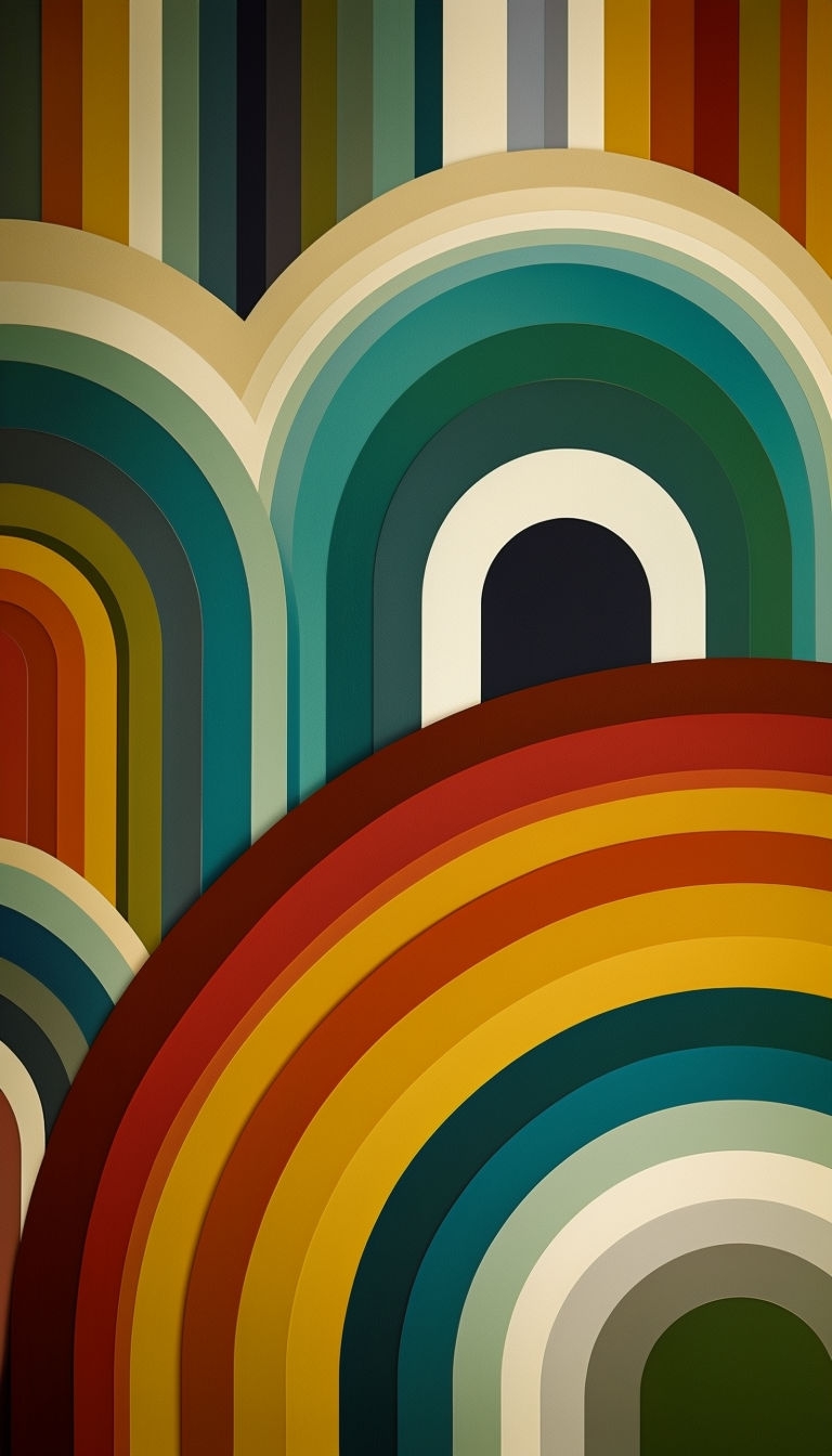 Mid-Century Modern Abstract Rainbow Arch Design Phone Case Cover