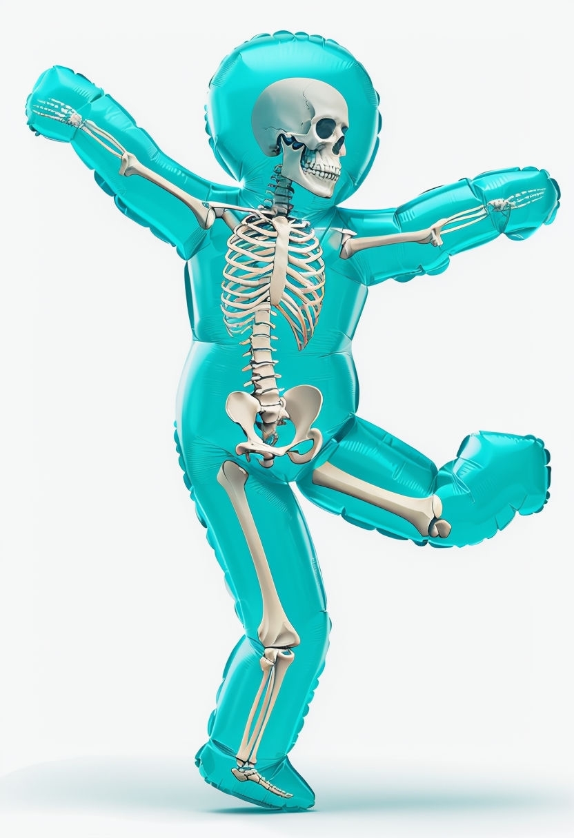Vibrant Turquoise Dancing Inflatable Skeleton T-Shirt
