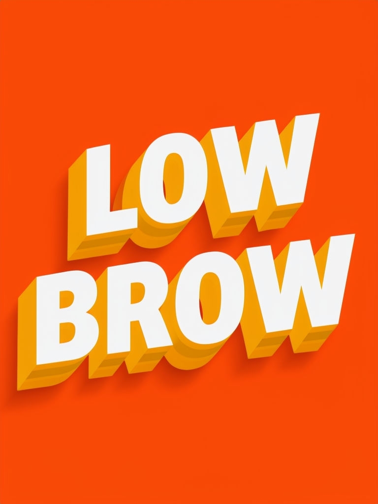 Vibrant Retro LOW BROW Typography Art on Orange Background Poster