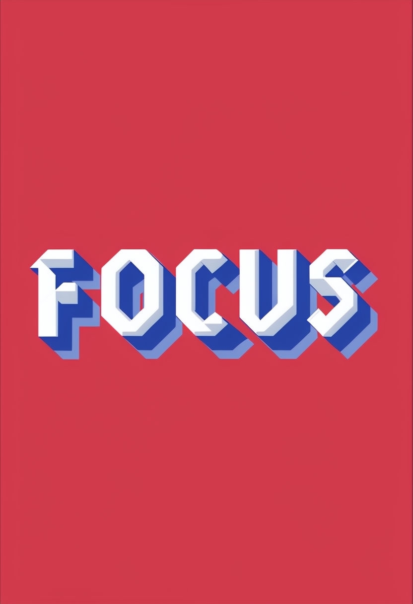 Bold Sapphire Blue 'FOCUS' Typography Graphic T-Shirt