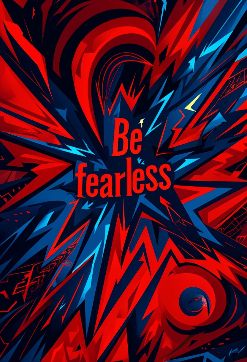 Be Fearless Dynamic Motivational Art with Abstract Shapes Poster