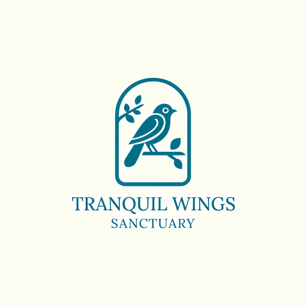 Tranquil Wings Sanctuary Minimalist Nature-Inspired Logo