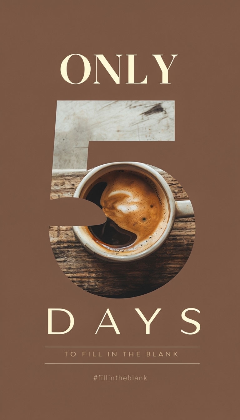 Minimalist Coffee Countdown Design with Customization Space Social Media Post
