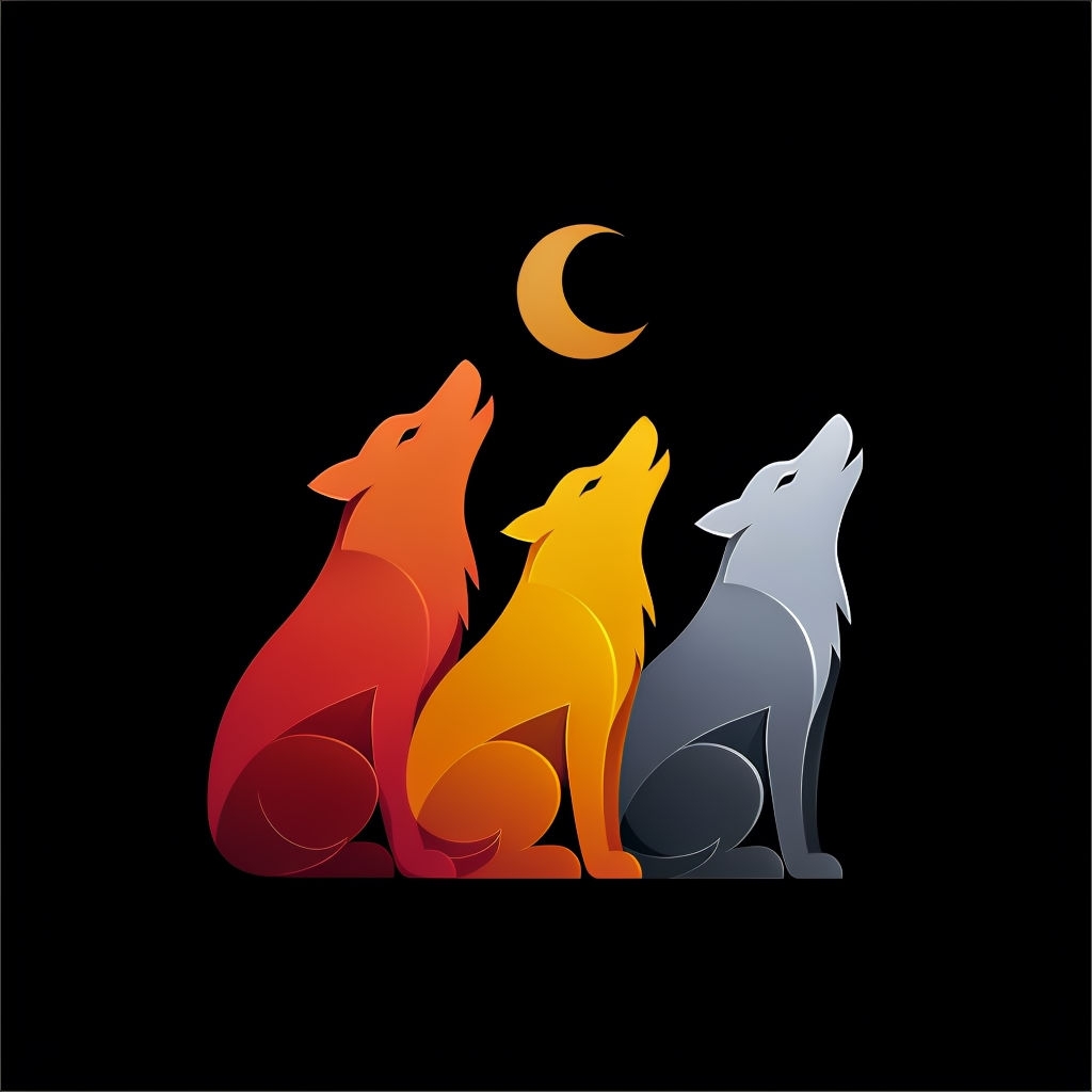 Minimalist Howling Wolves with Crescent Moon T-Shirt