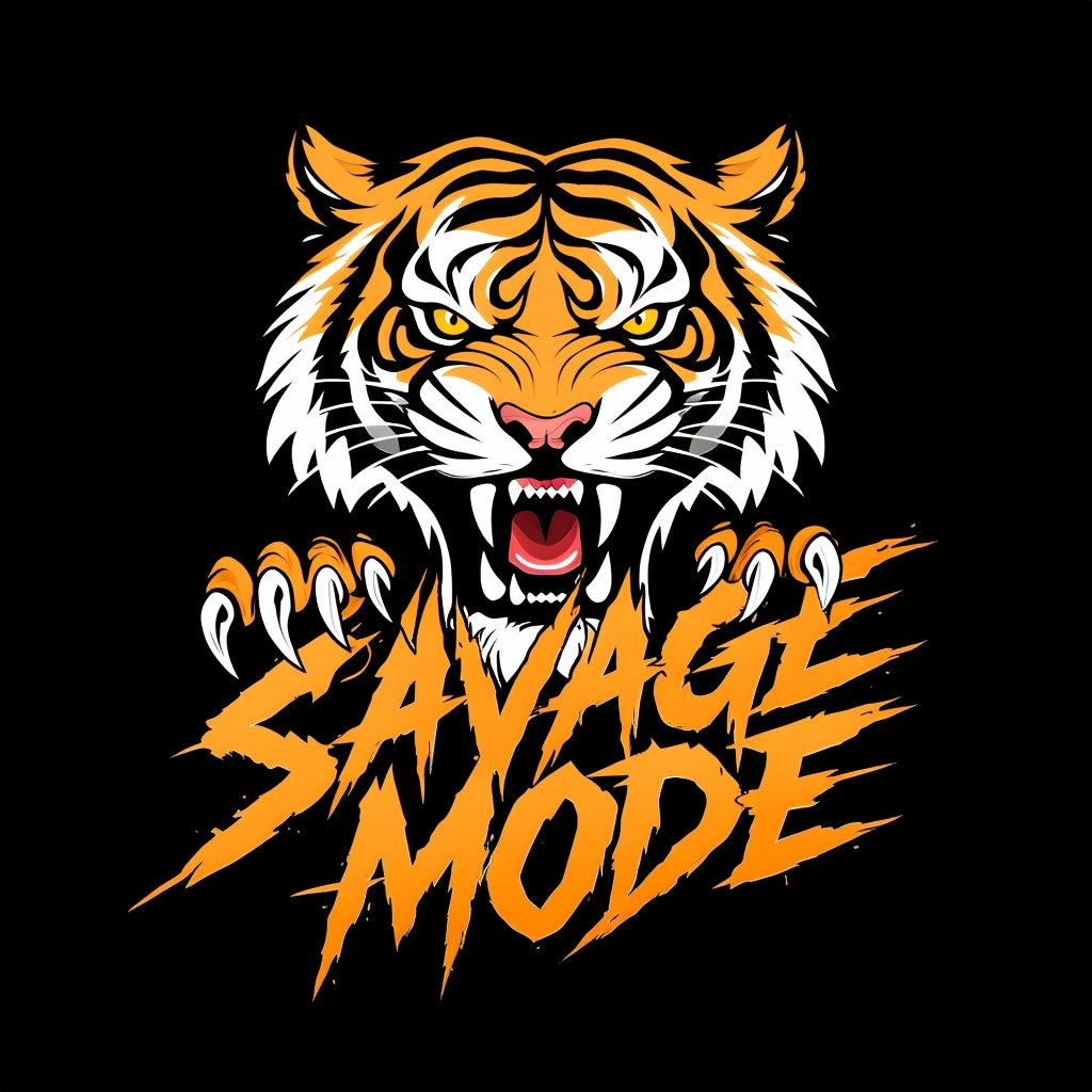 Fierce Tiger Head Savage Mode Bold T-Shirt