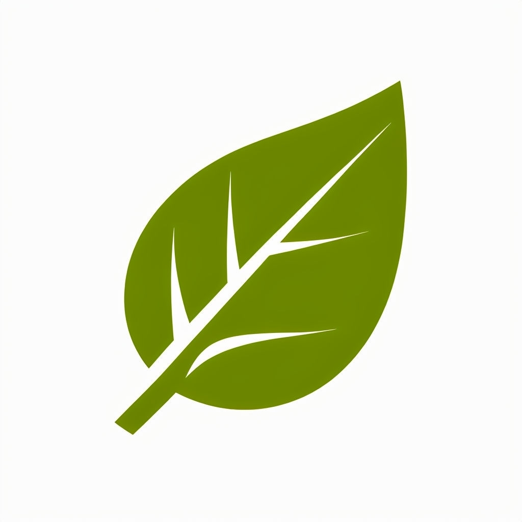 Stylized Olive Green Leaf Icon on White Background Hat