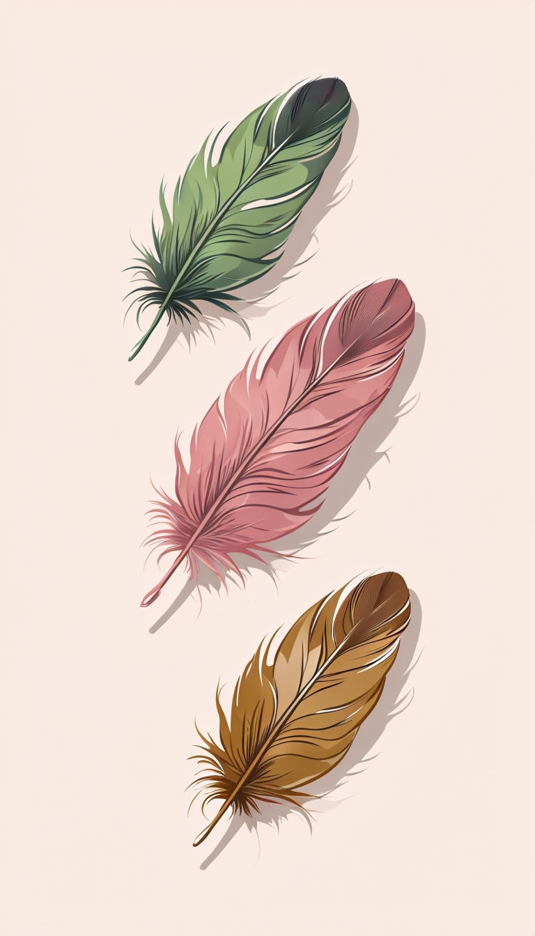 Stylized Vertical Feathers Illustration on Soft Peach Phone Case Cover