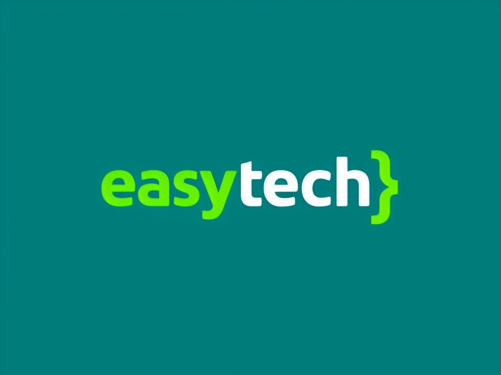 Minimalist Lime Green Easytech Logo with Curly Braces Symbol Logo