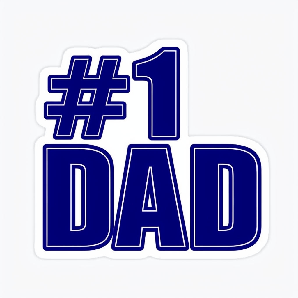 Bold Navy Blue '#1 DAD' Graphic Sticker Design