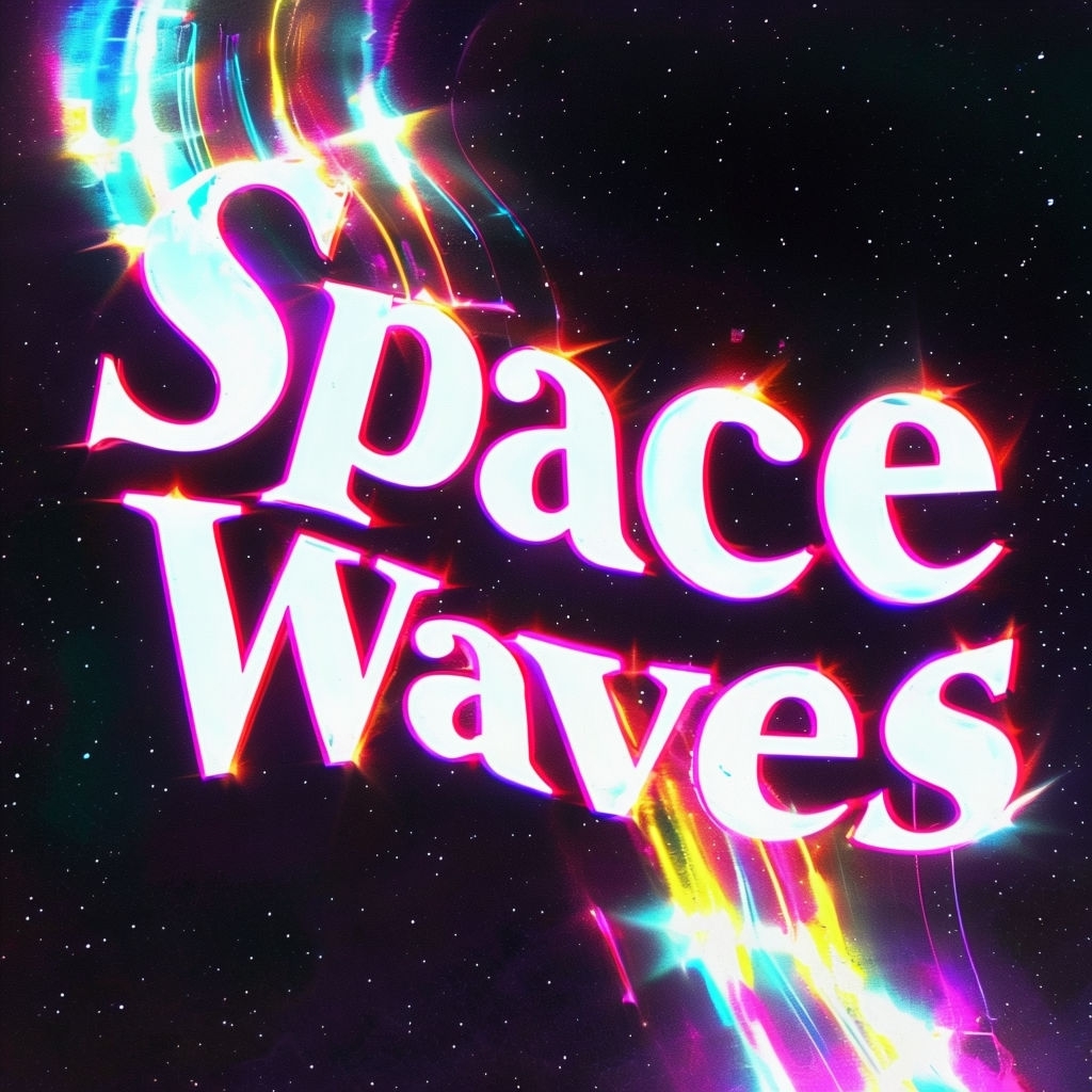 Surreal Space Waves Neon Text With Cosmic Light Trails Spotify Album Cover