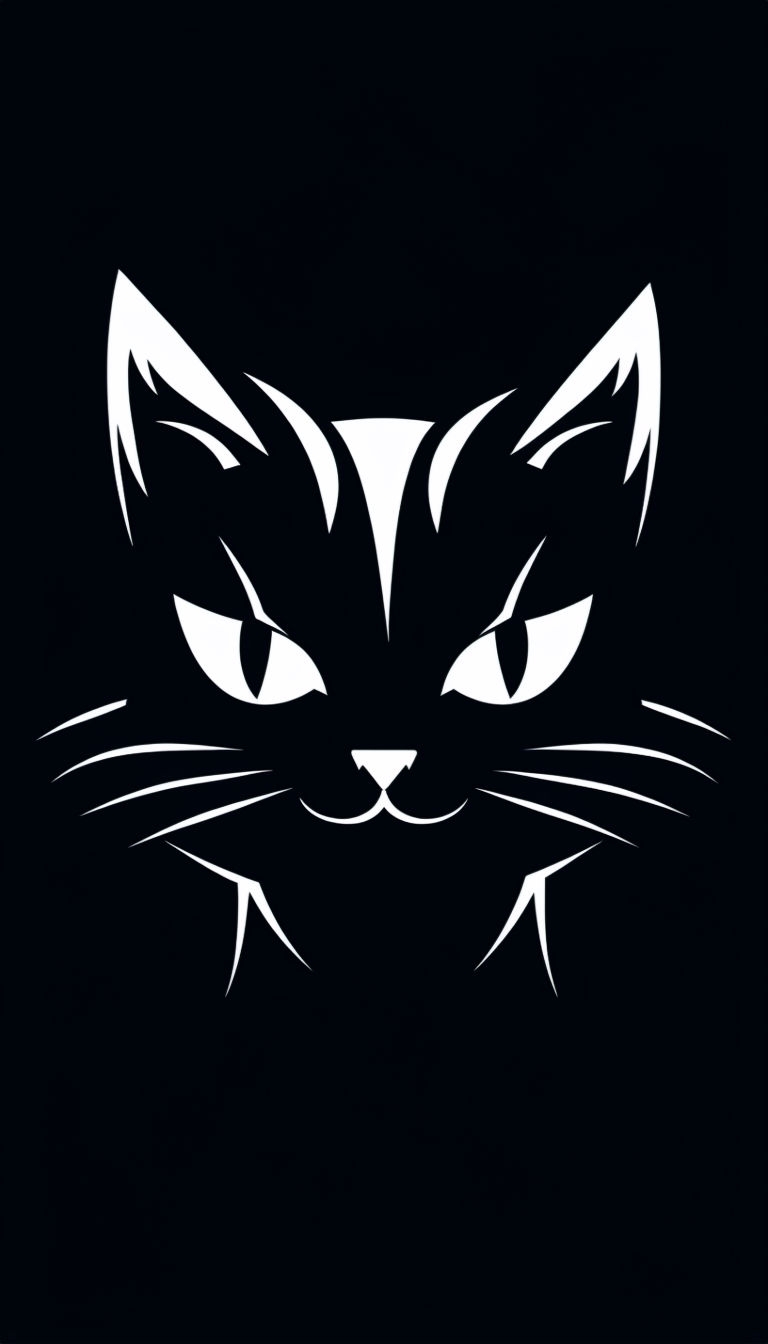 Stylized Black Cat Silhouette Graphic Design Phone Case Cover