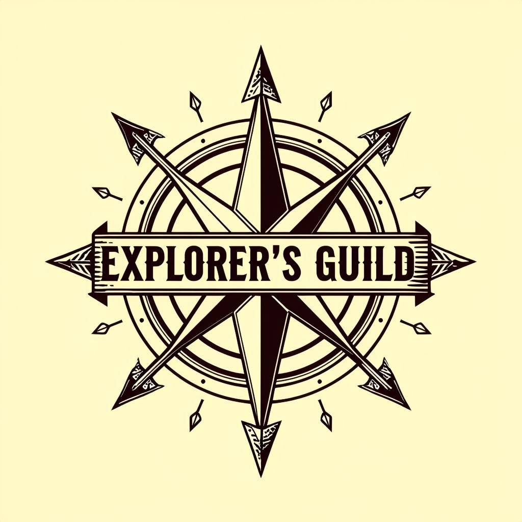 Vintage Explorer's Guild Compass Rose Logo Design