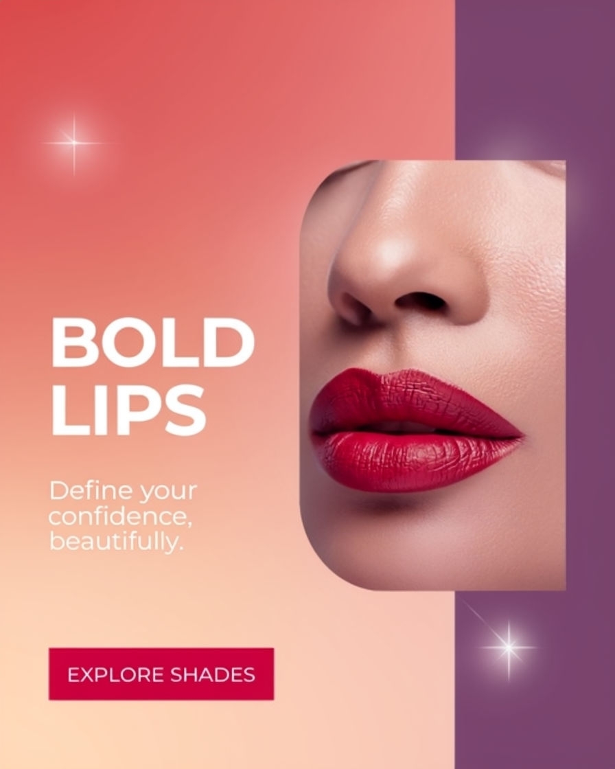 Luxurious Bold Lips Advertisement with Vibrant Lipstick Image Ads