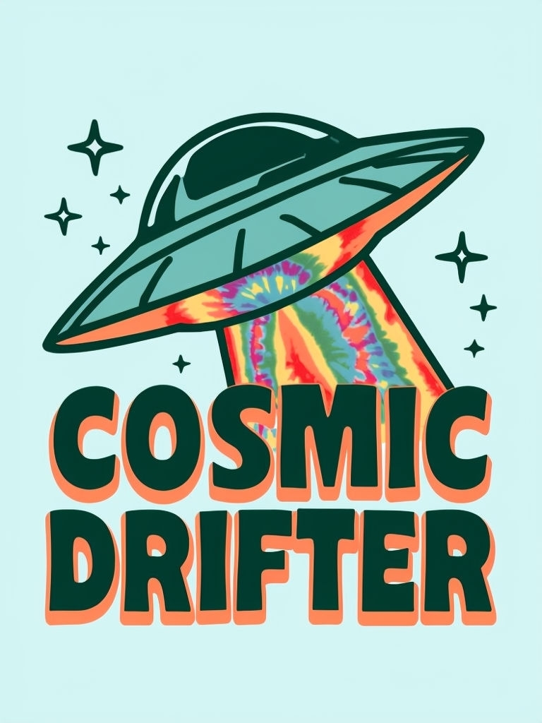 Retro-Futuristic Cosmic Drifter Flying Saucer T-Shirt