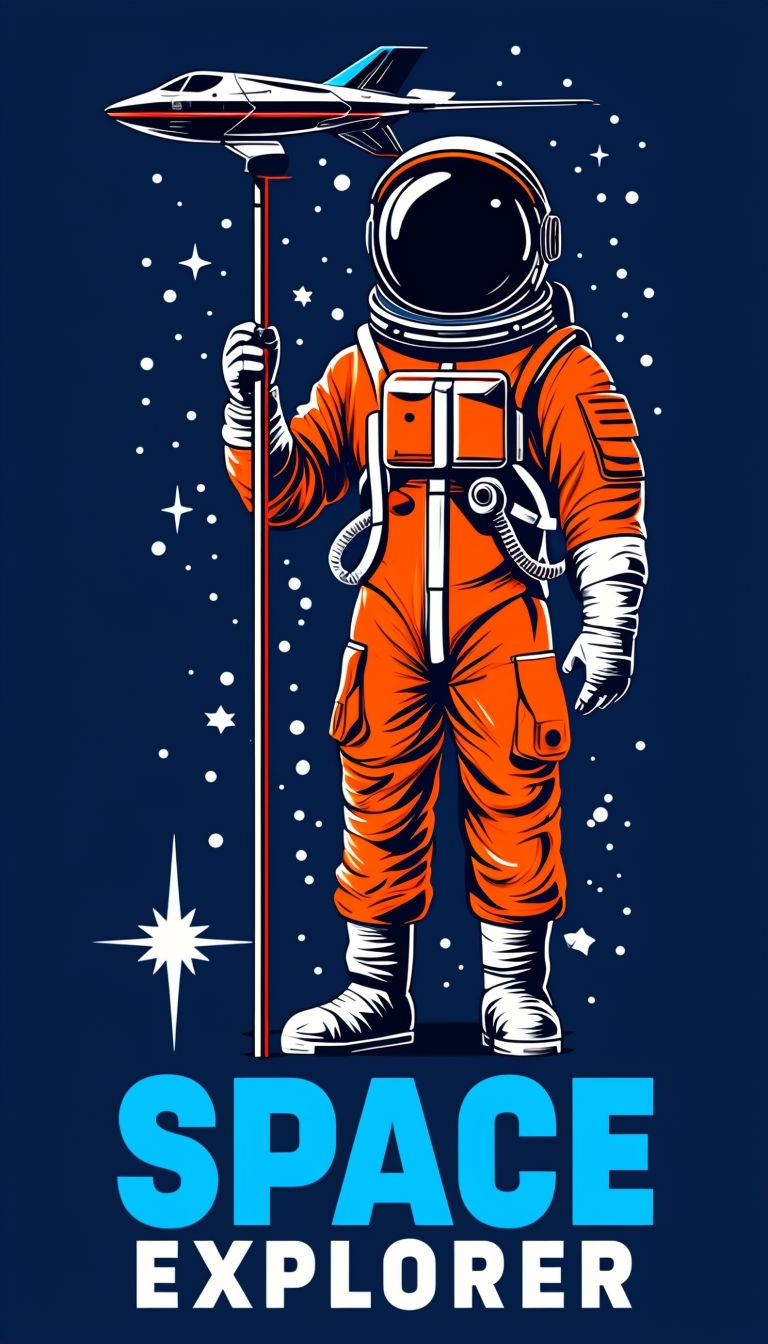 Vibrant Astronaut Space Explorer Illustration Art