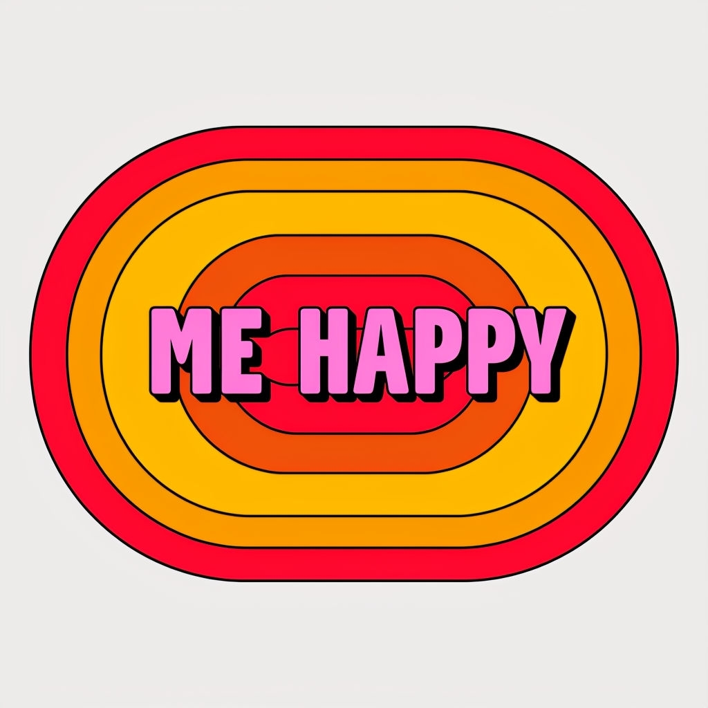 Retro Inspired ME HAPPY Typography Design T-Shirt