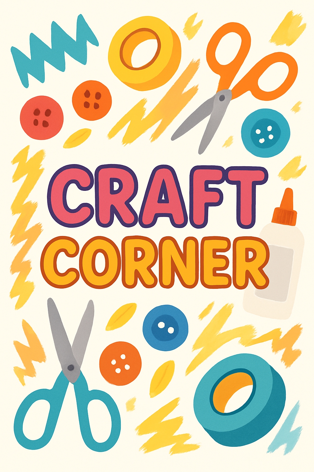 Vibrant Craft Corner Poster Design for Creative Events Sign