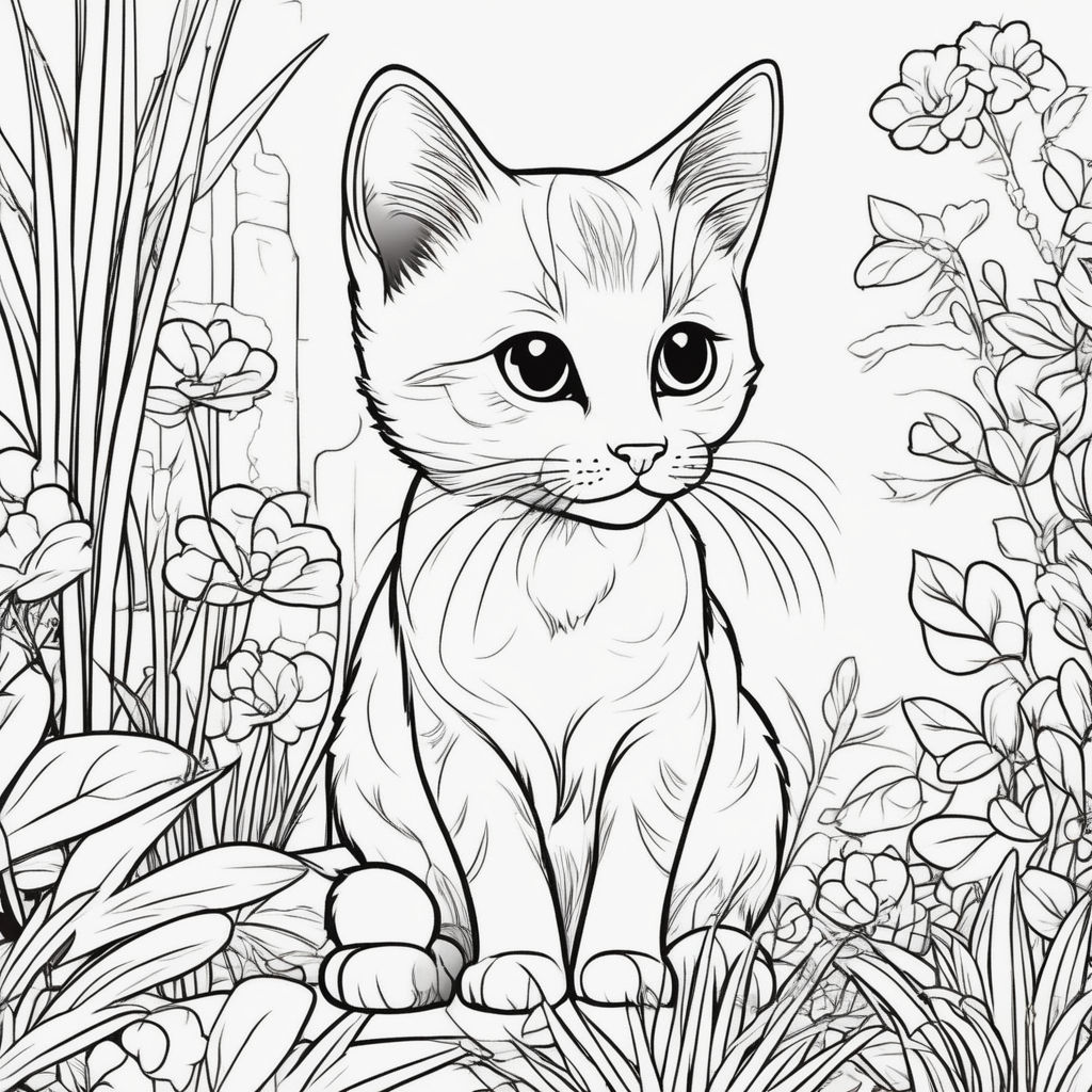 Coloring pages of a little cat by Rafael Cortón Granado - Playground