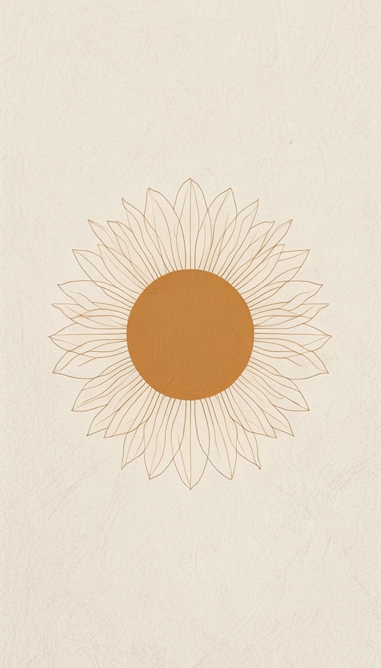 Elegant Minimalist Sunflower Illustration T-Shirt