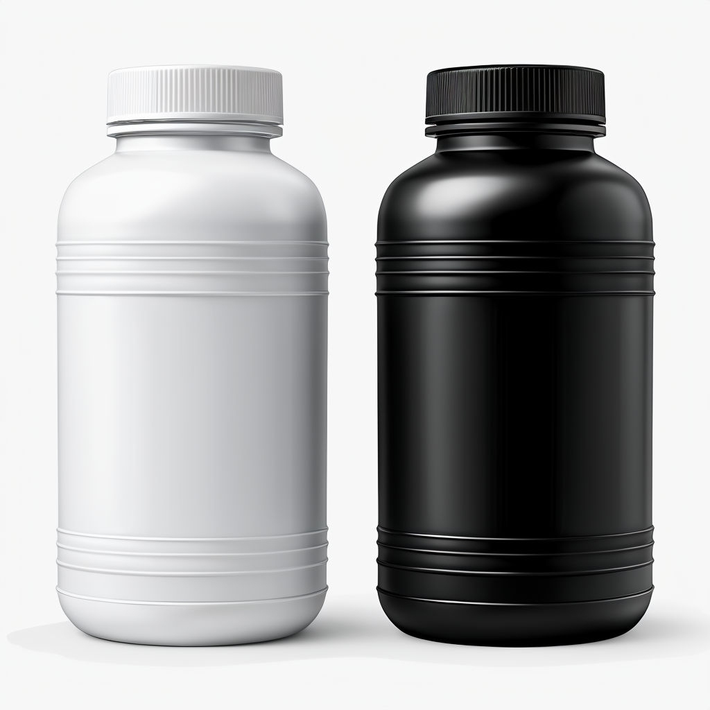 Minimalist Black and White Plastic Bottles Product Mockup