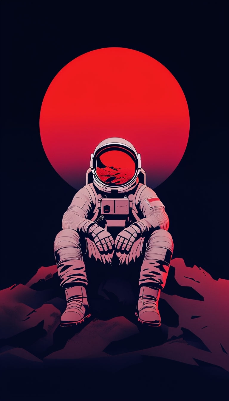 Contemplative Astronaut on Red Planet Illustration Phone Case Cover