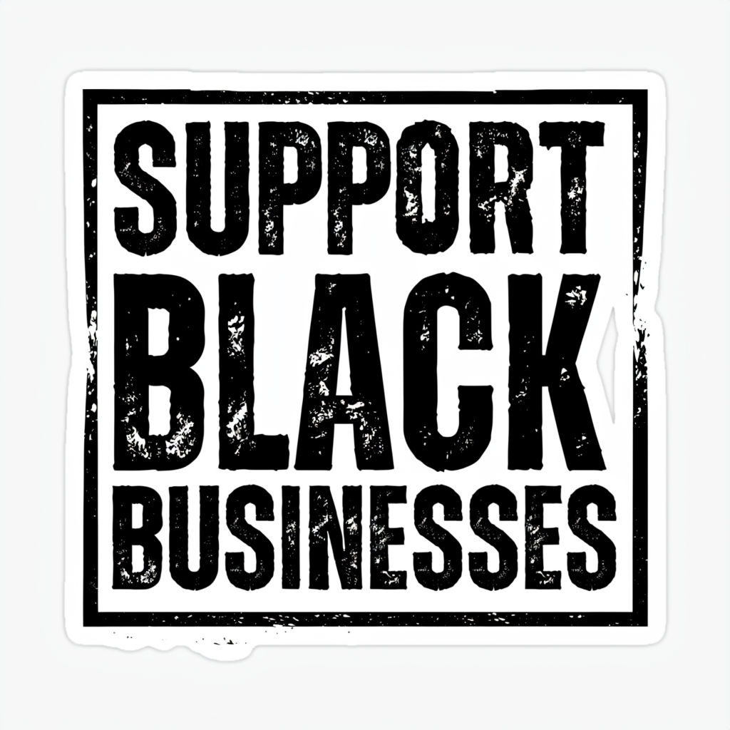 Support Black Businesses Bold Sticker Design on White Background