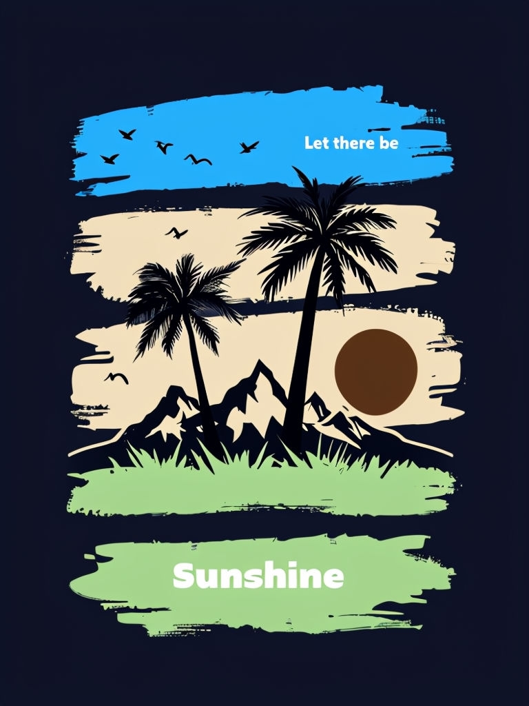 Tropical Paradise Sunshine Illustration T-Shirt