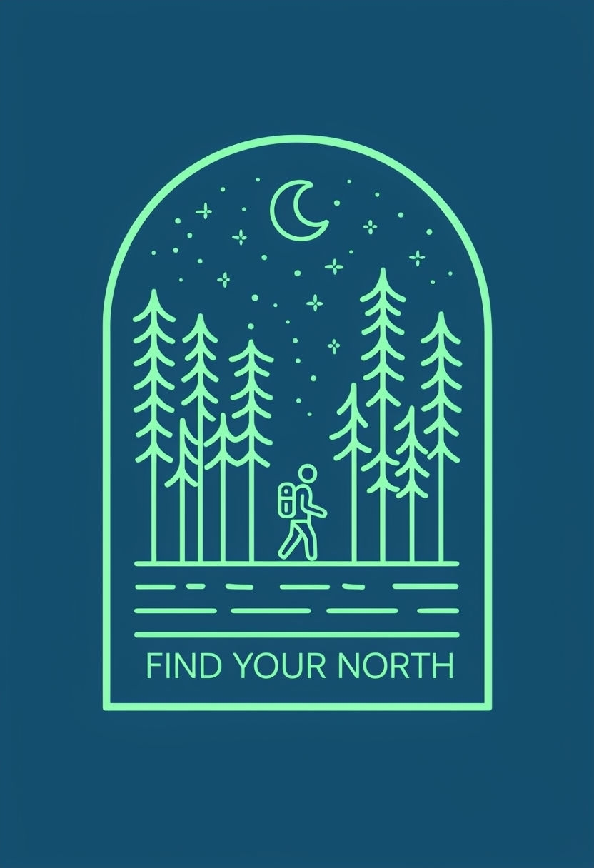 Minimalist Forest Hiker with Crescent Moon T-Shirt
