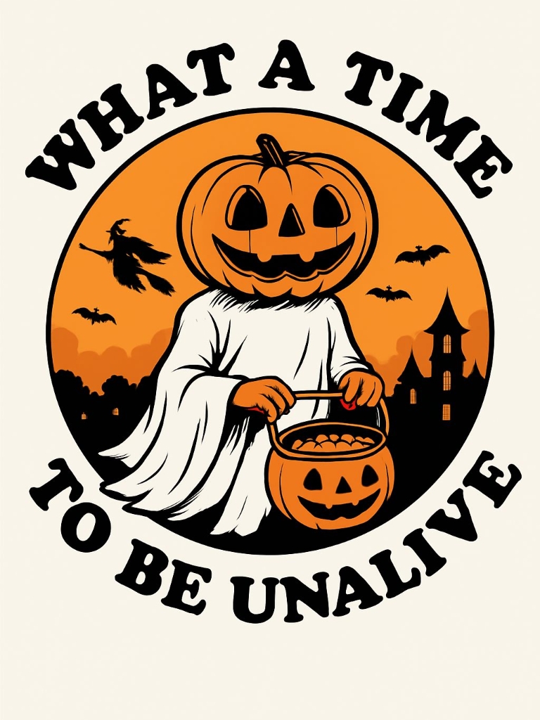 Vintage Cartoon Pumpkin Head Ghost Halloween T-Shirt