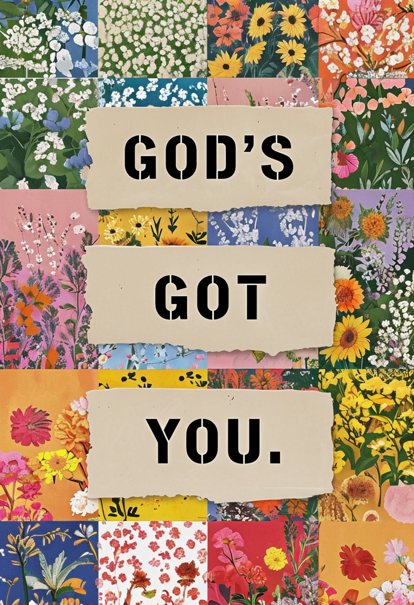 Motivational Floral Collage with God's Got You Message Poster