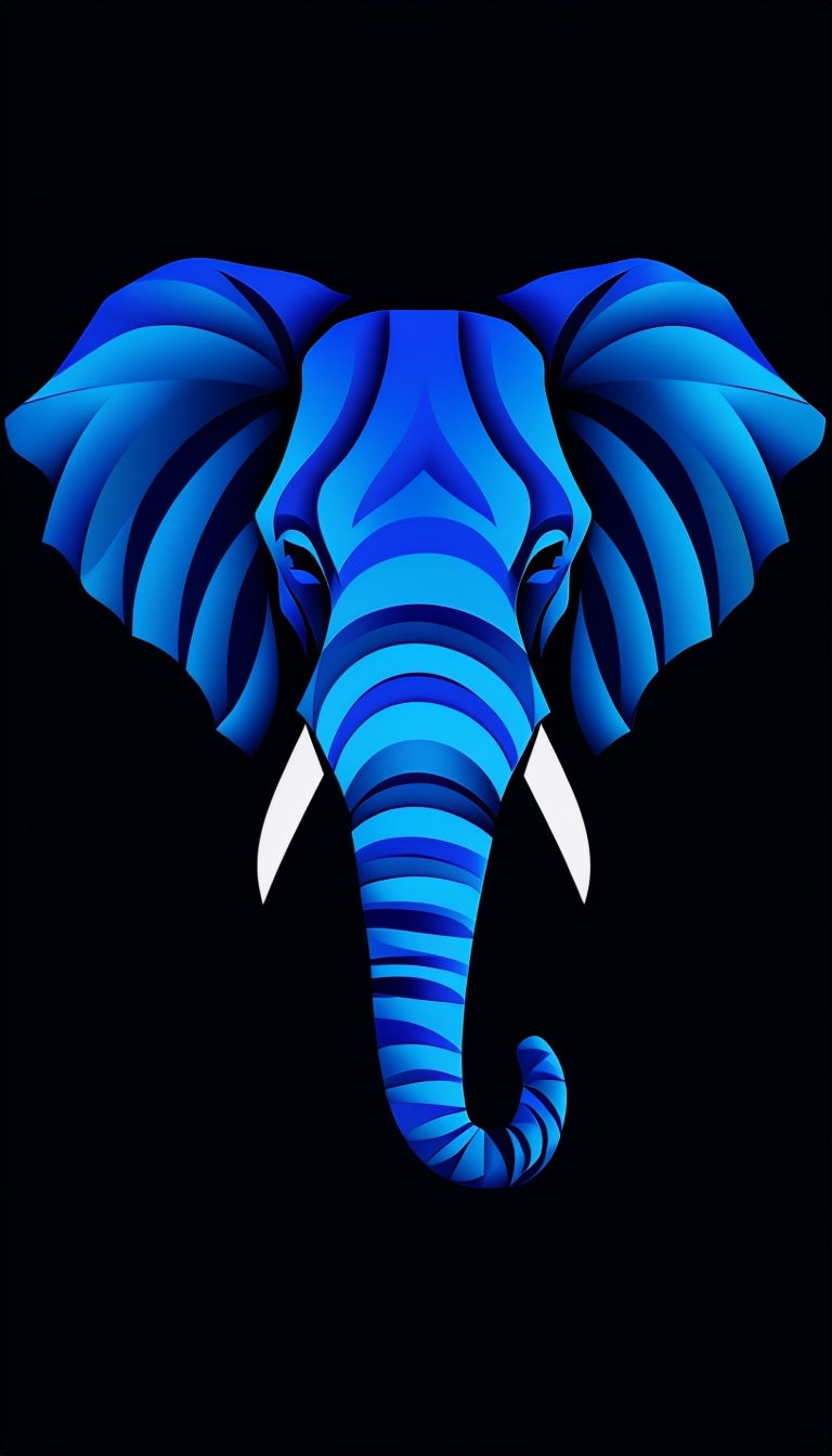 Geometric Abstract Elephant Face in Shades of Blue Mobile Wallpaper
