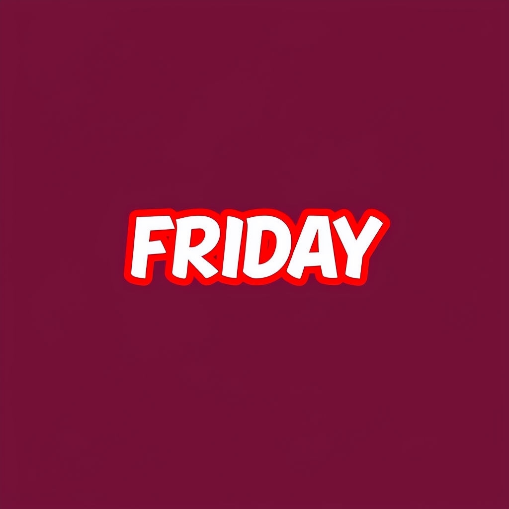 Bold Friday Typography Design on Burgundy Background T-Shirt