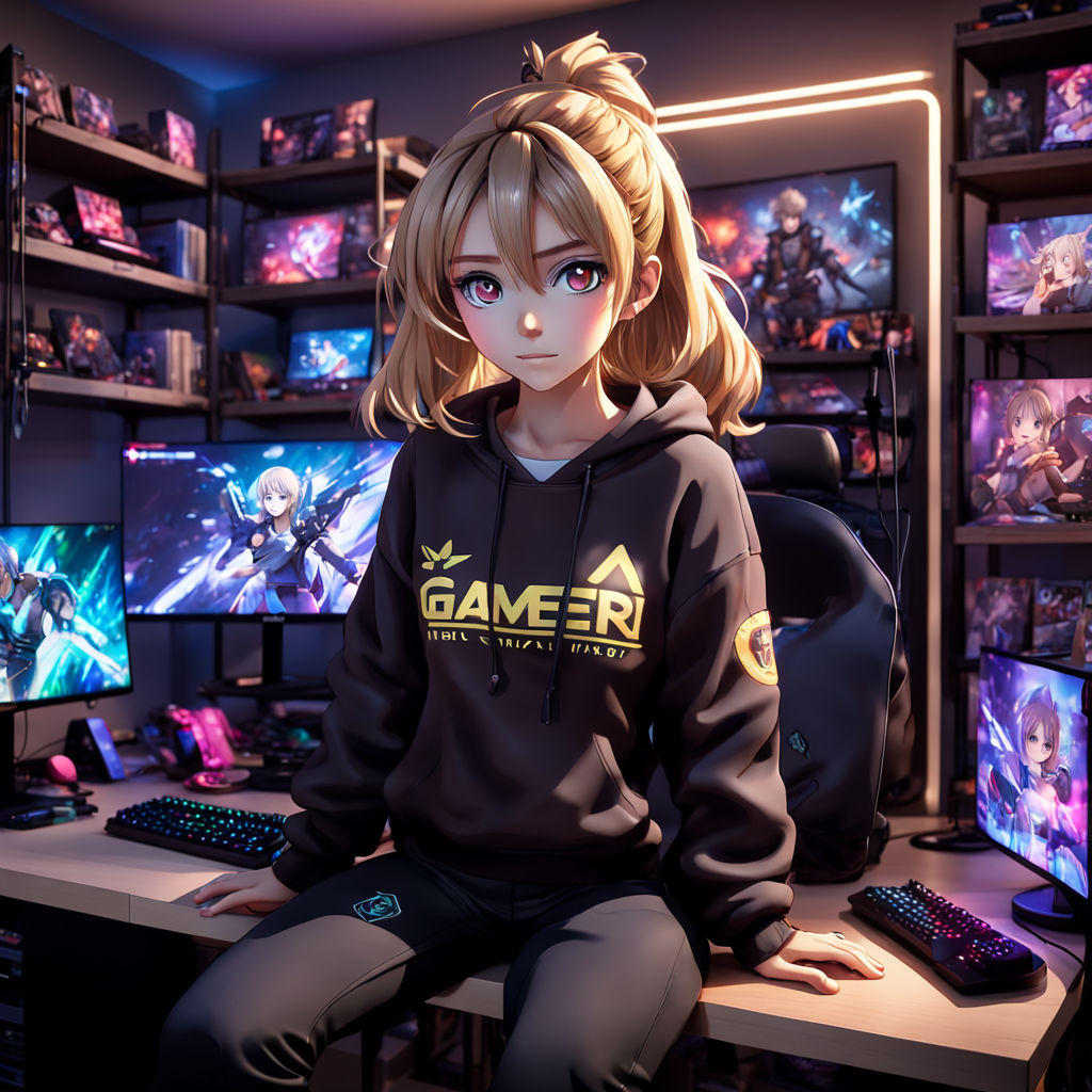 Anime gamer girl