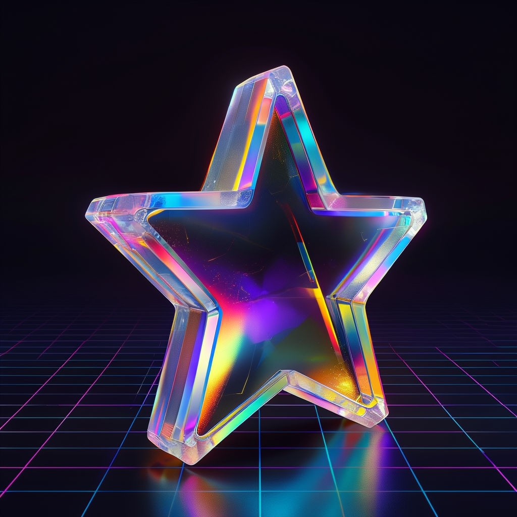 Iridescent Retro Futuristic Star Illustration Art