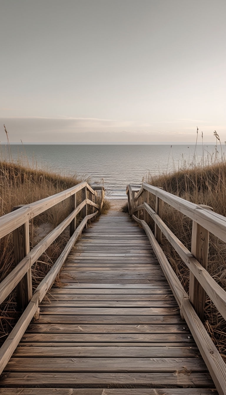 Serene Wooden Boardwalk at Coastal Waters Phone Case Cover