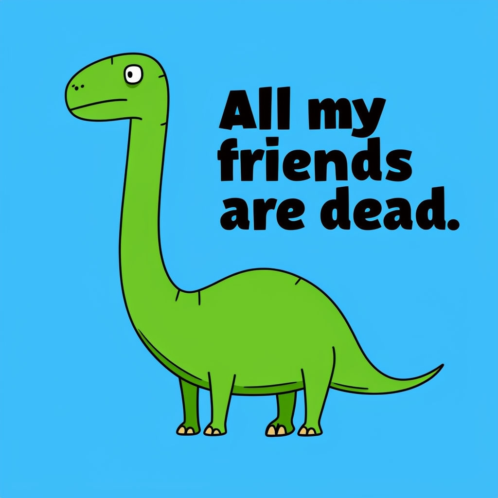 Playful Green Dinosaur with Humorous Text T-Shirt