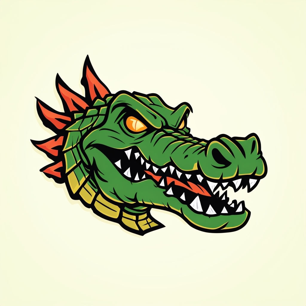 Fierce Cartoon Alligator Head Illustration Sticker