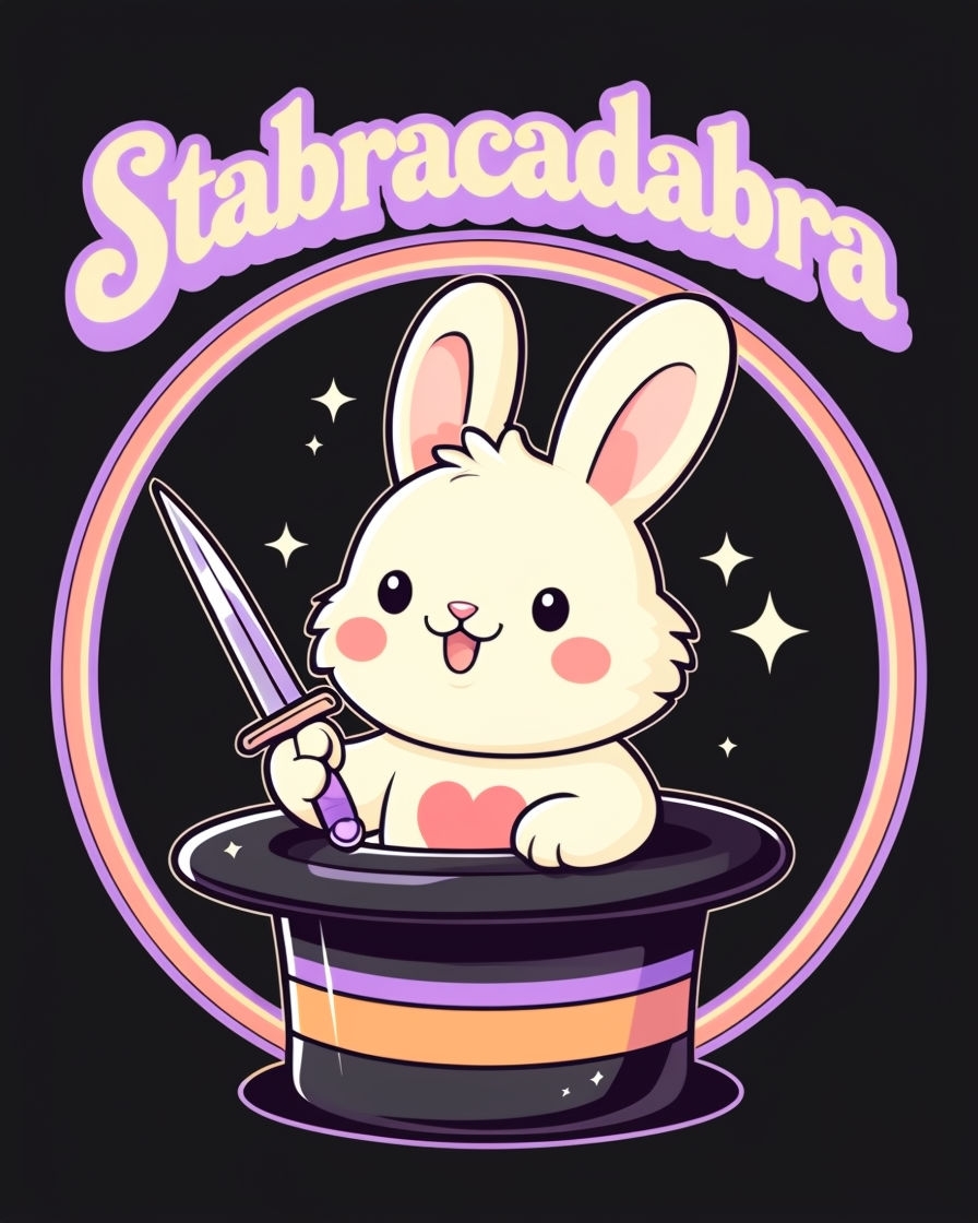 Cute Cartoon Bunny Performing Magic Trick T-Shirt