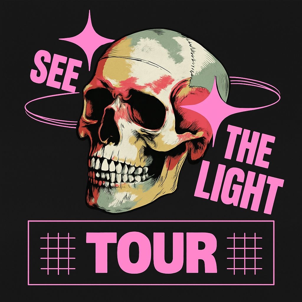 Colorful Skull with Bold Text Graphic T-Shirt