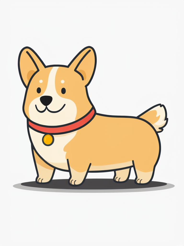 Cute Minimalist Corgi Dog Cartoon Illustration