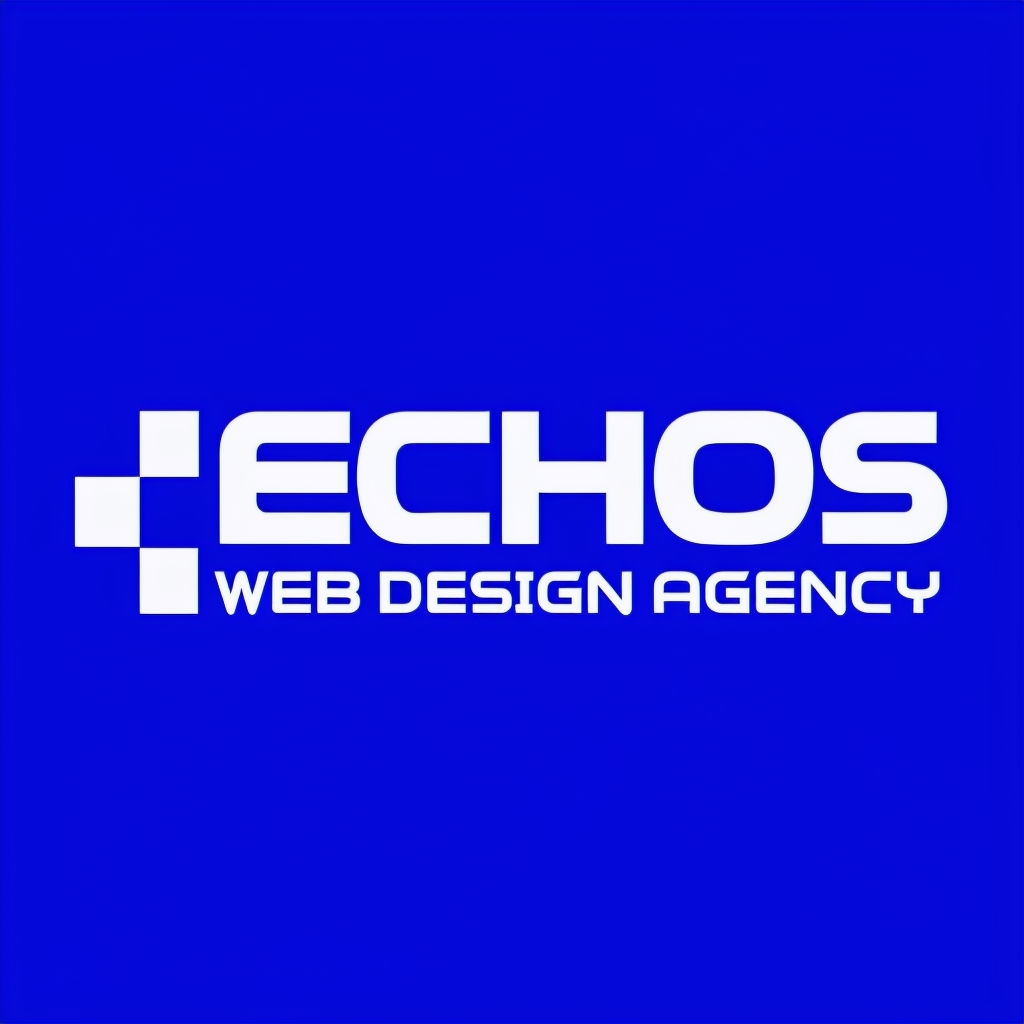 Modern Bold ECHOS Web Design Agency Logo on Blue Background