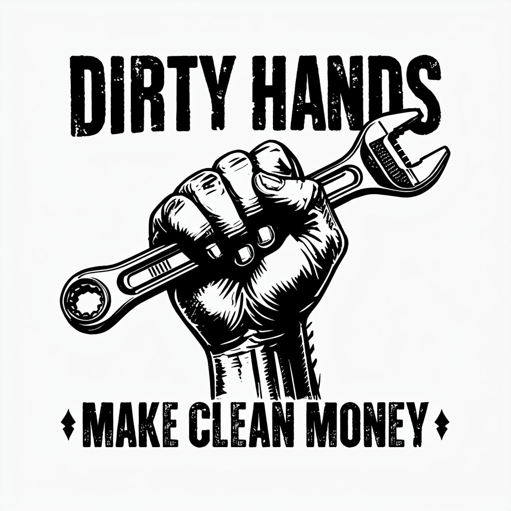 Dirty Hands Make Clean Money Bold Illustration T-Shirt