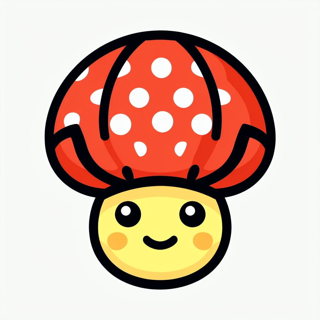Cute Kawaii Red Mushroom Character Digital Sticker