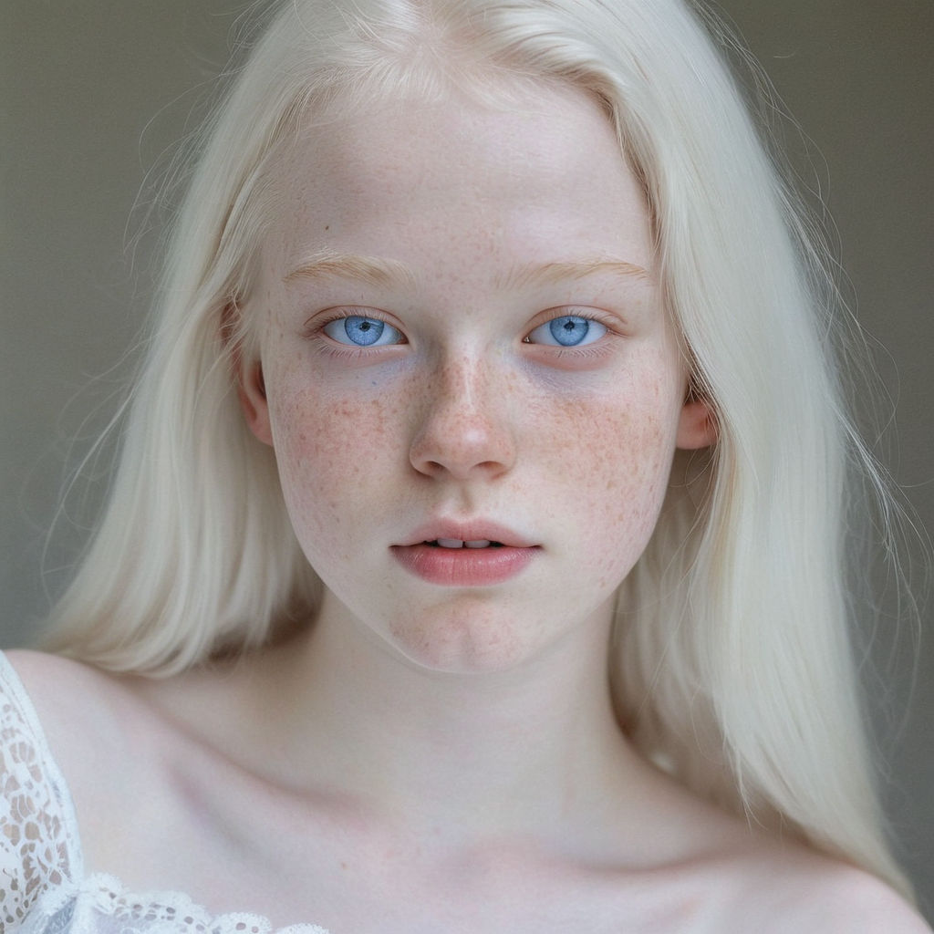 a female albino teen