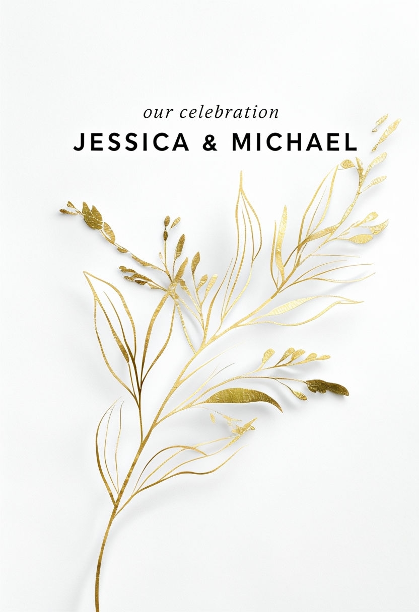 Elegant Metallic Gold Botanical Event Sign for Celebration