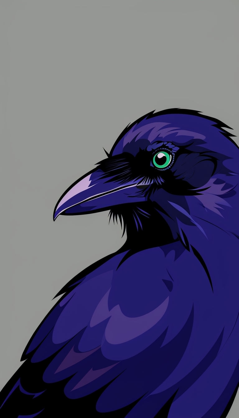 Stylized Raven Cartoon Illustration with Bold Colors Phone Case Cover
