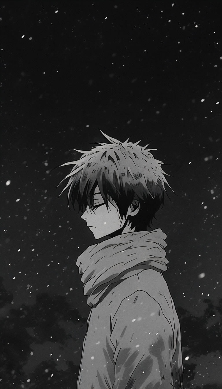 Somber Anime Character in Profile View Illustration Phone Case Cover